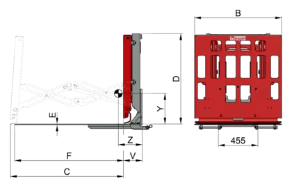 Push-Pull T143SA - slip-on-fork version - 1 hydraulic function - 1