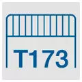 Icon mit blauem Lastschutzgitter auf weißem Hintergrund und der Aufschrift T173 darunter